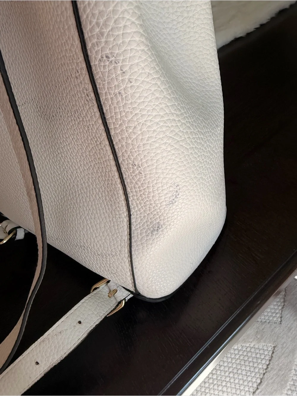 Steve Madden Cream Textured Backpack with Gold Hardware